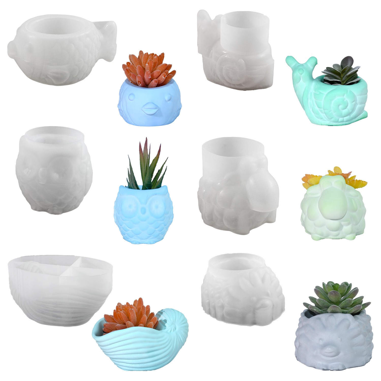 3D Animal Flower Pot Silicone  - Succulent Set recension och pris
