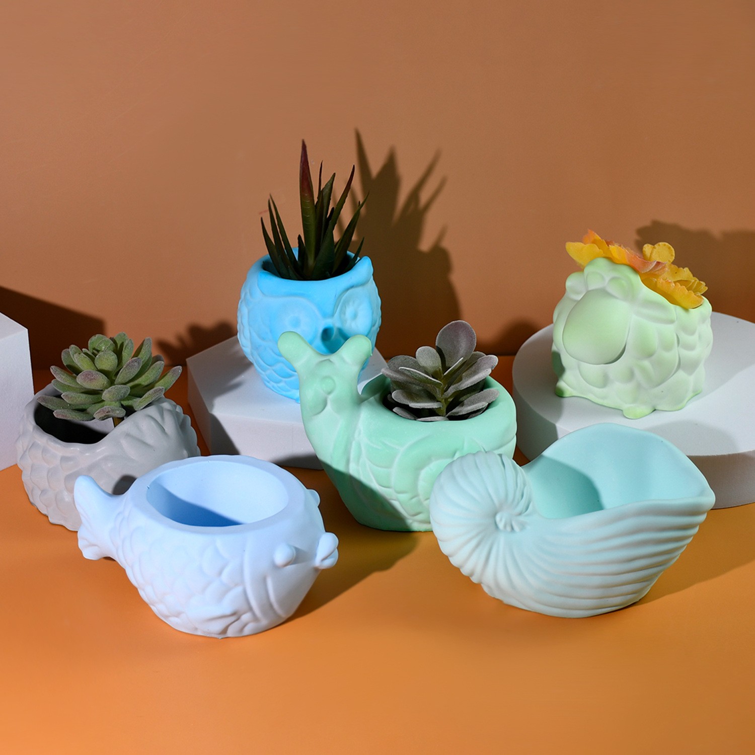3D Animal Flower Pot Silicone  - Succulent Set recension och pris