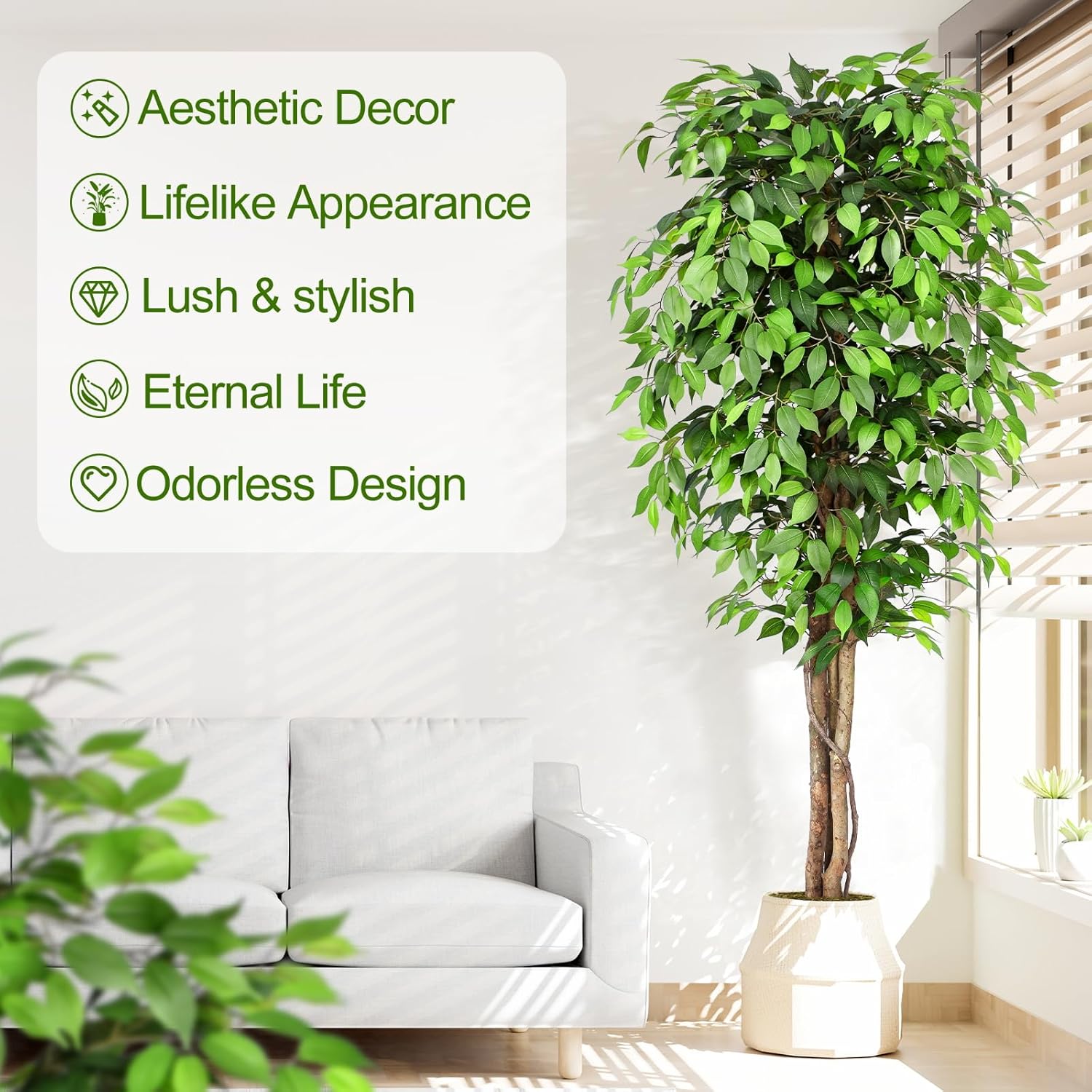 Lifelike Artificial Ficus Tree - Fiddle Leaf Fig recension och pris