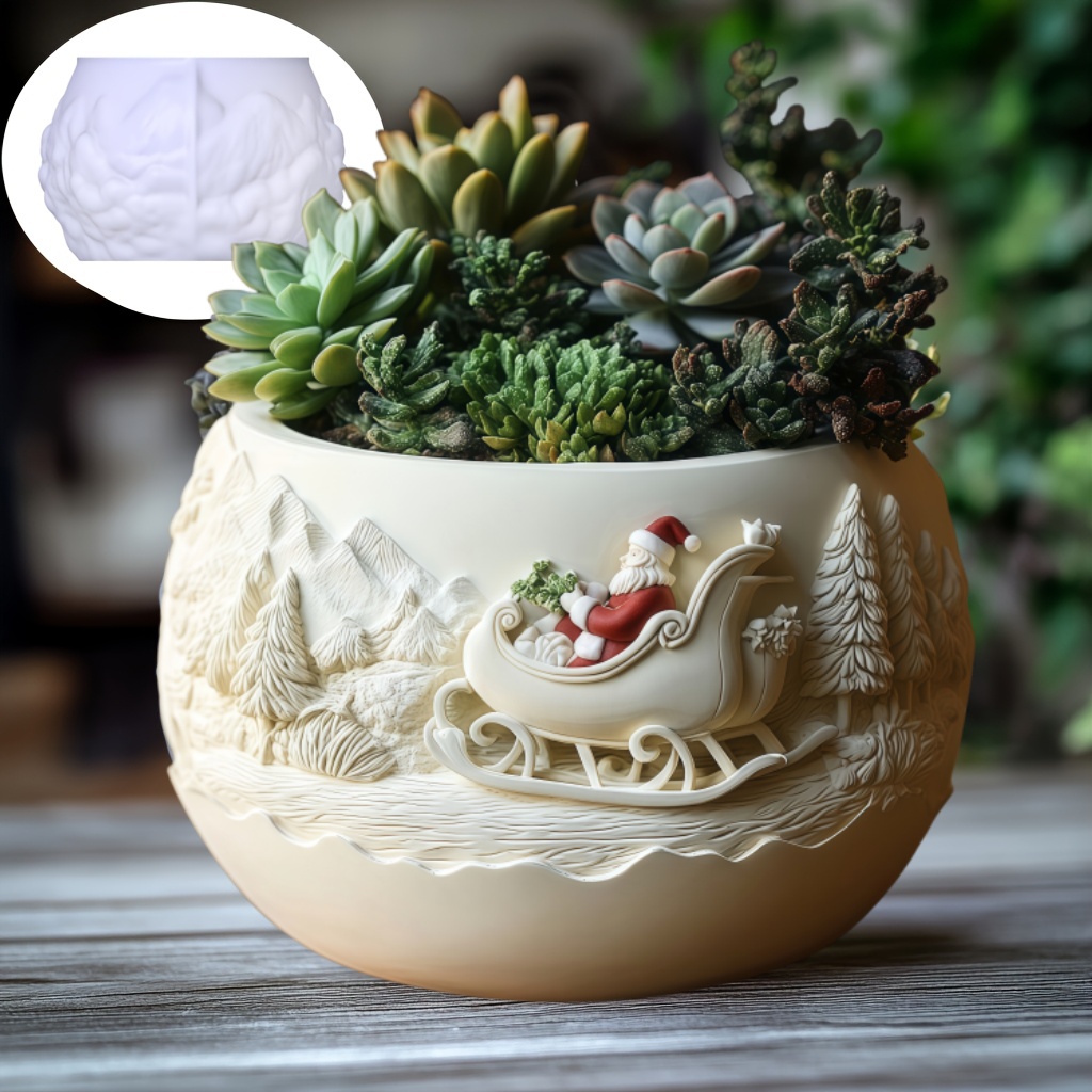 Cedar Sled Santa Claus Relief  - Succulent Set recension och pris
