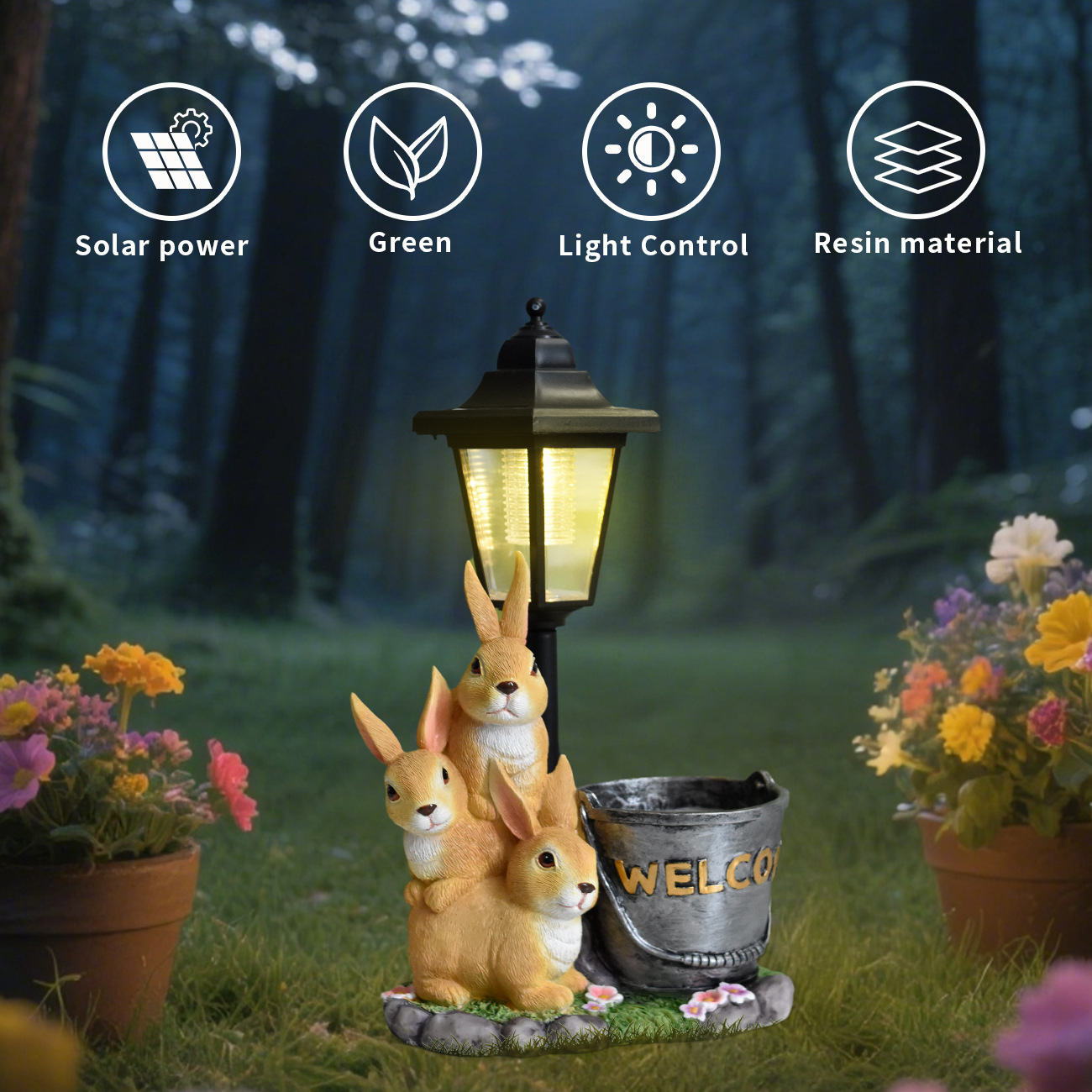 New Rabbit Solar Garden Light  - Succulent Set recension och pris